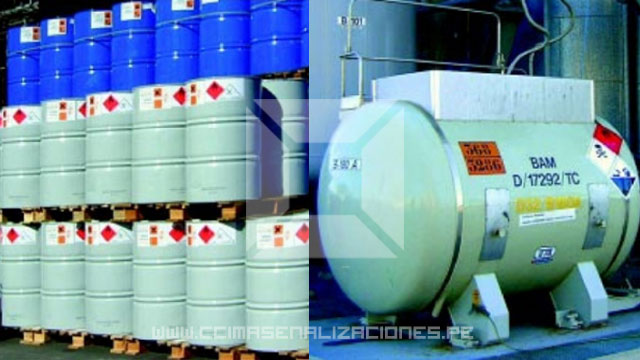 señalización con etiquetas e identificadores de productos peligrosos